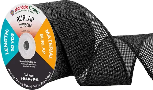 Vista 65 de Mandala Crafts Cinta de arpillera negra de 1.5 pulgadas de ancho para manualidades, rollo de 20 yardas de cinta rústica de arpillera para coronas