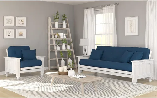 Vista 5 de Nirvana Futons Marco de futón de madera de cabaña, tamaño de silla en blanco satinado