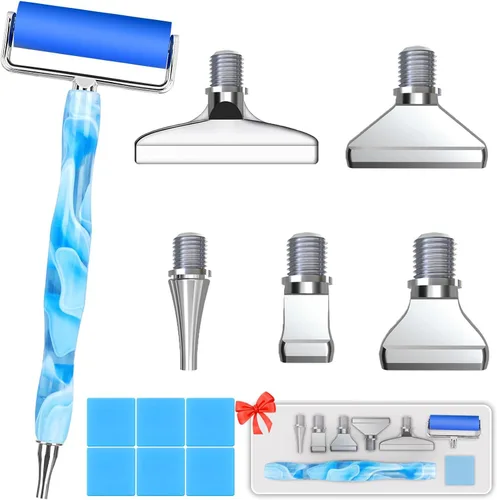 Vista 9 de Heyseri Juego de 14 piezas de herramientas y accesorios para bolígrafo de pintura de diamantes, exquisitas puntas de bolígrafo de metal de acero