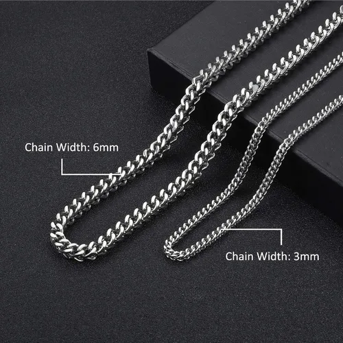 Vista 7 de FIBO STEEL 3-6 mm, collar de acero inoxidable estilo punk para hombres, 20-36 pulgadas
