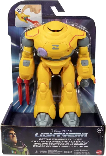 Vista 6 de Mattel Disney y Pixar Figura de acción de Lightyear y accesorios, robot Zyclops equipado para la batalla con proyectiles, acción de disparo