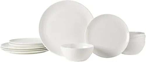 Vista 10 de Mikasa Ashlyn Juego de Vajilla de Porcelana Ósea Vegana Resistente a Astillas de 12 Piezas, Servicio para 4
