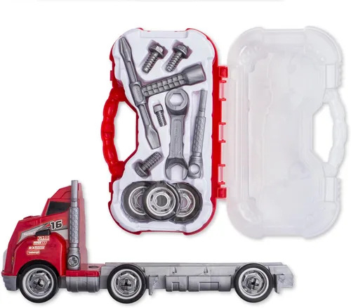 Vista 5 de Big Daddy Big Rig Tool Master - Transporte de camiones de juguete con herramientas para desmontar, construir y construir. Consigue a tu hijo este