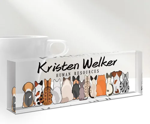 Vista 9 de Gowelly Placa de nombre personalizada para escritorio de oficina, placas de nombre personalizadas para escritorio, regalos personalizados