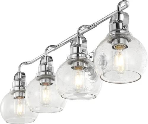 Vista 13 de JONATHAN Y Candelabro de metal con 1 luz de bronce aceitado dorado de 6 pulgadas, aplique de pared industrial para baño, con pantalla de vidrio