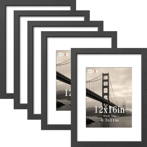 Vista 72 de VCK Juego de 3 portarretratos de 5 x 7, madera de roble negro, cristal real