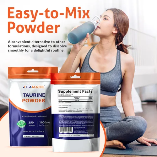 Vista 3 de Vitamatic Taurina pura 1000 mg 250 porciones - Sin OMG, sin gluten