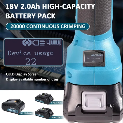 Vista 5 de ZUPPER Mini Kit de Herramientas de Prensa con 3 Matrices de Compresión PEX F1807 de 1/2", 3/4", 1" EE. UU. Compacto, Motor Sin Escobillas, 2 piezas