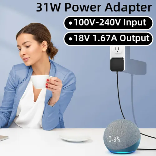 Vista 4 de Adaptador de corriente de 30 W para Amazon Echo (4.ª generación) Echo (3ª generación) Echo Show 10 (3ª generación) Echo Show (2.ª generación) Echo