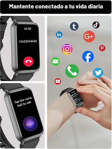 Vista 4 de KPEP Reloj de fitness para hombres y mujeres (HK72-Plata)