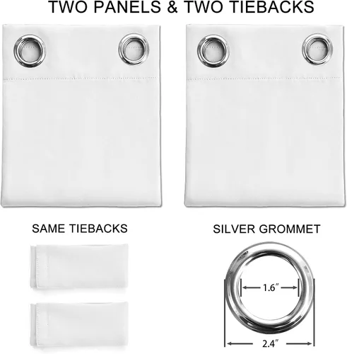 Vista 6 de Cortinas opacas para dormitorio, con aislamiento térmico y bloqueo de luz, para oscurecer la habitación, cortinas con ojales sólidos para ventana