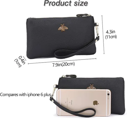 Vista 5 de imeetu Women's Wristlet Clutch Purse Leather Cell Phone Wallet Handbag with Wrist Strap