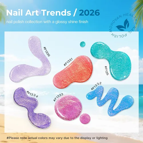 Vista 4 de Morovan Juego de esmalte de uñas degradado: esmalte de uñas de perlas de primavera y verano, esmalte de uñas rosa, azul, morado, secado rápido