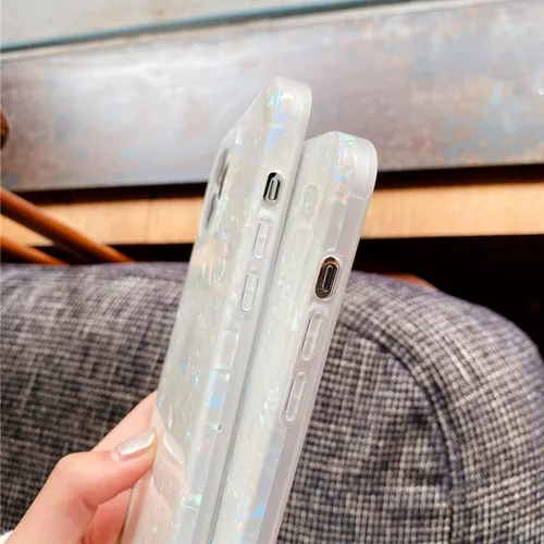 Vista 9 de J.west Funda compatible con iPhone 13 de 6.1 pulgadas, brillante y colorida con brillantina de ópalo translúcido, transparente, suave, TPU, ajuste
