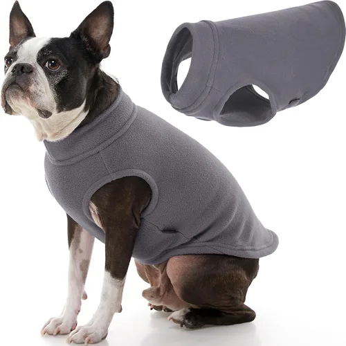 Vista 52 de Gooby - Chaleco de Vellón Elástico, Chaleco de Vellón Tipo Pullover Chaqueta Suéter para Perros, Azul Argyle, Extra Pequeño