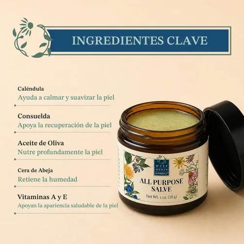 Vista 3 de Wise Woman Herbals Salve multiusos, caléndula y consuelda, piel seca, 1 oz