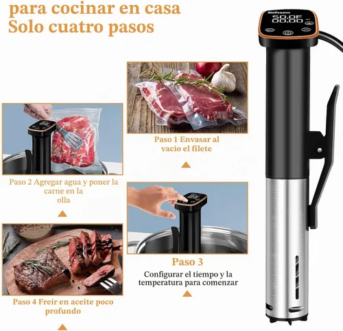 Vista 5 de Cocina Sous Vide, Máquina Sous Vide de 1100 W, Circulador de Inmersión Cocinador de Precisión con Control Táctil, Temperatura Precisa
