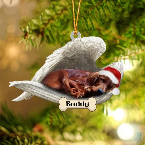 Vista 23 de Afghan Hounds - Adorno de Navidad con alas de ángel durmiente, recuerdo personalizado para perros 2024, adorno de forma acrílica, regalos