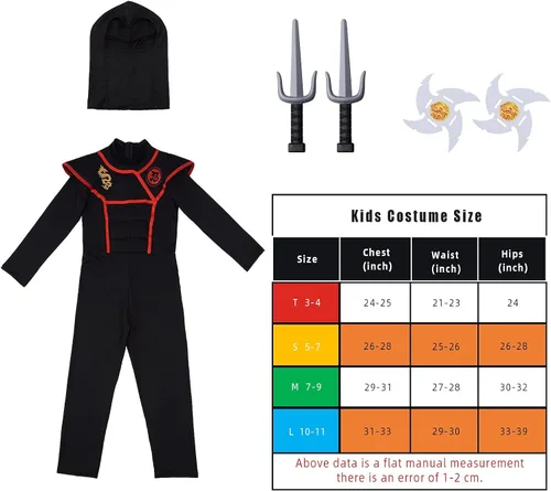 Vista 3 de Plusheddy Halloween children ninja dragon, endure logo cosplay costume M