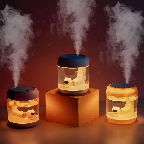 Vista 5 de Mini humidificador portátil de astronauta/león, 11.8 fl oz, mini humidificador de aire portátil, decorativo, lindo, astronauta/león recargable por