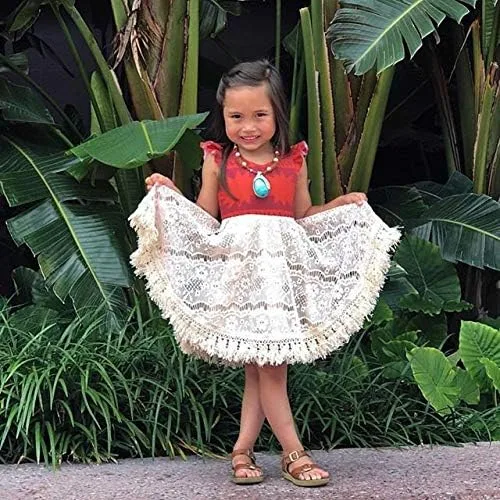 Vista 2 de Disfraz de Moana de encaje con volantes a juego para niña