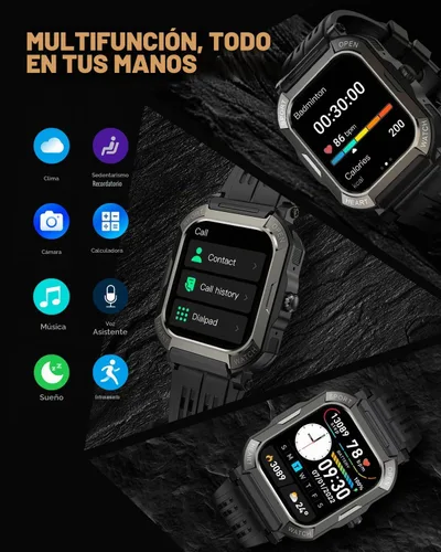 Vista 7 de Reloj inteligente para hombre, rastreador de ejercicio: relojes digitales militares para hombre, Bluetooth, responder llamadas, correr, impermeable