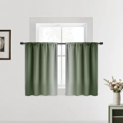 Vista 23 de SimpleHome Cortinas Pequeñas Negras Impermeables con Bolsillo para Barra Suave para Cocina, Cortinas Impermeables con Bolsillo para Barra
