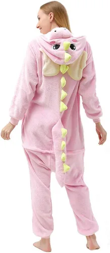 Vista 2 de Afoxsos Pijama de dinosaurio verde para mujer, disfraz de cosplay