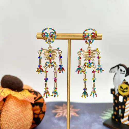 Vista 4 de Skeleton Skull Earrings for Women Gothic Spooky Ghost Hanging Skeleton Dangle Earrings Halloween Theme Jewelry Gift