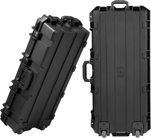 Vista 7 de Regetek Funda impermeable con ruedas de 42 x 20 x 10 pulgadas, con espuma/ruedas/3 asas grandes para cámara, herramienta, equipo, a prueba