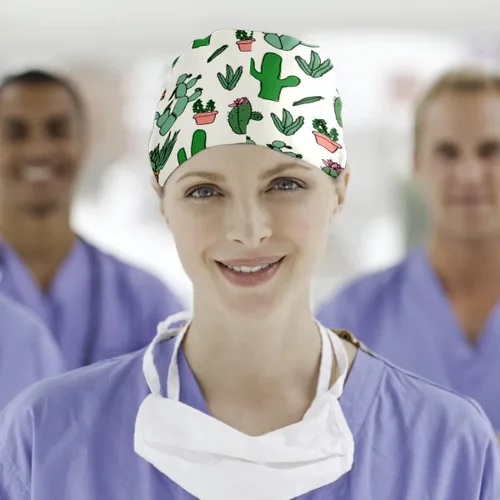 Vista 7 de MUKJHOI Gorras de trabajo ajustables con estampado colorido y lazo para la parte trasera, sombreros con botones