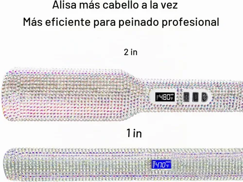Vista 7 de DORISILK Crystal Diamond - Plancha de pelo de titanio, plancha plana de diamantes de imitación de 2 pulgadas, plancha alisadora de doble voltaje