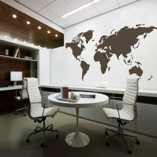 Vista 11 de Vinilo decorativo para pared, diseño de mapa del mundo, para el hogar y la oficina (negro, 24 pulgadas de alto x 48 pulgadas de ancho)