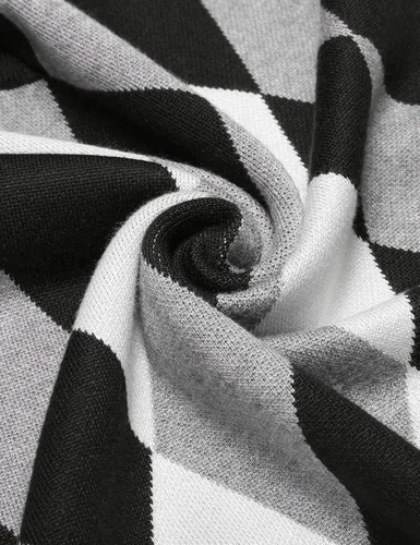 Vista 5 de COOFANDY Suéter sin mangas con cuello en V para hombre, ajustado, informal, con rombos