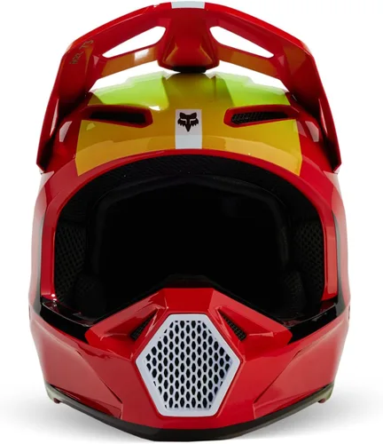 Vista 7 de Fox Racing Casco de motocross unisex V1, rojo fluorescente, talla L