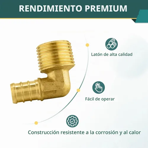 Vista 3 de Paquete de 5 accesorios Niikappu PEX 1/2" PEX x 1/2" macho NPT adaptador de codo