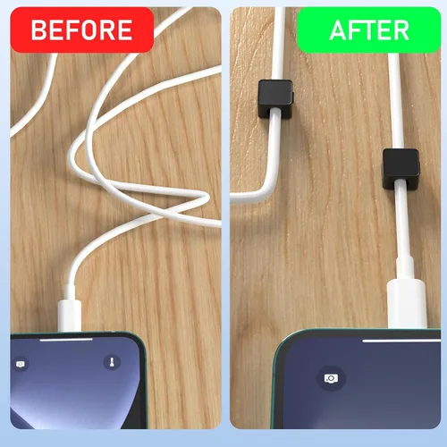 Vista 5 de ELZO Paquete de 12 clips magnéticos para cables, organizador de cables para gestión de cables, organizador de cables con adhesivo fuerte, magnético