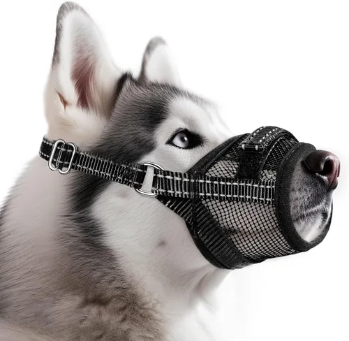 Vista 7 de SlowTon Bozal para perros – Protector bucal de malla suave para perros pequeños, medianos y grandes, Chihuahua, Husky Labrador Retriever, bucle