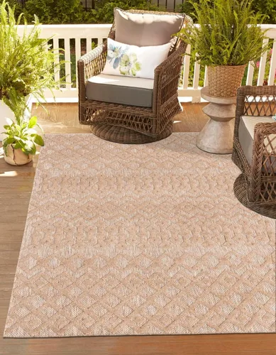Vista 28 de Unique Loom Alfombra de área de la colección texturizada Trellis para exteriores, color osage, 2 x 3 pies, rectangular, color aguamarina