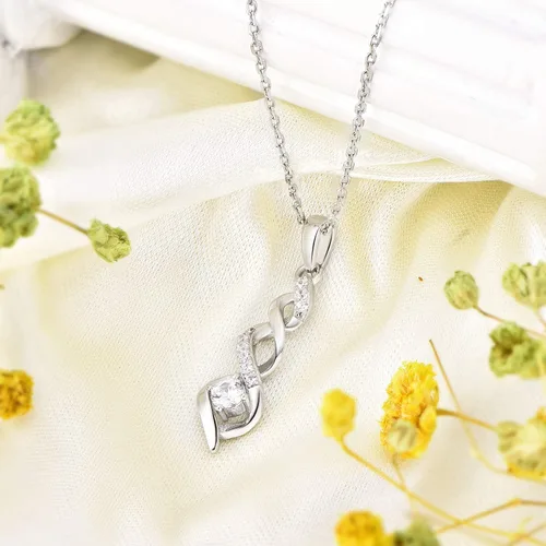 Vista 4 de JO WISDOM Collares con colgante de corazón infinito de plata de ley 925 con circonita cúbica AAA