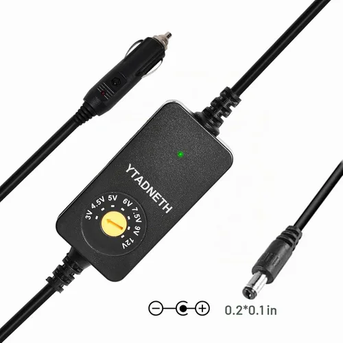 Vista 7 de Adaptador de cargador de coche con 3 V, 4.5 V, 5 V, 6 V, 7.5 V, 9 V, 12 V, 2 A, encendedor de cigarrillos automático, enchufe macho, cable adaptador