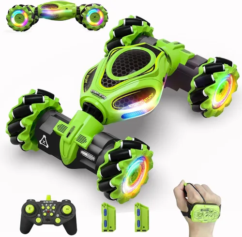 Vista 11 de Coches RC, juguetes de coche de acrobacias con detección de gestos 1:12 para niños de 6 a 12 años, juguete de control remoto a mano 4WD con rotación