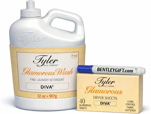 Vista 8 de Tyler Glam Wash Detergente para Ropa, Diva 454g, Líquido, 16 FL Oz HE Safe con Bolsita, Autoglam, Bentleygift Pluma Quitamanchas