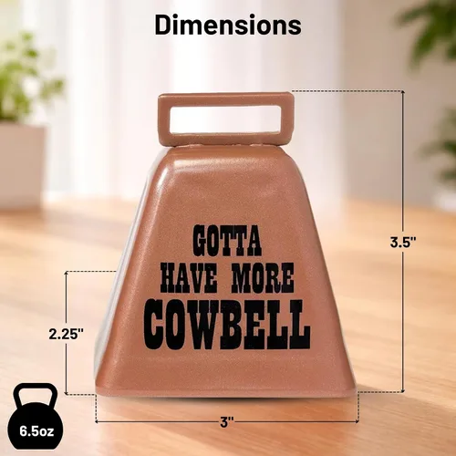 Vista 2 de Bevin Bells "Gotta Have More Cowbell" (X-Pequeño) Campana de Vaca de Kentucky con Color Cobre Hecha de Acero Fabricantes de Ruido Fuerte