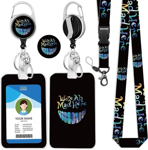 Vista 27 de Cordones azul bebé para llaves Portador de Insignias, Carrete de Insignias Retráctil con Clip de Mosquetón y Cordón Desmontable, Linda Tarjeta