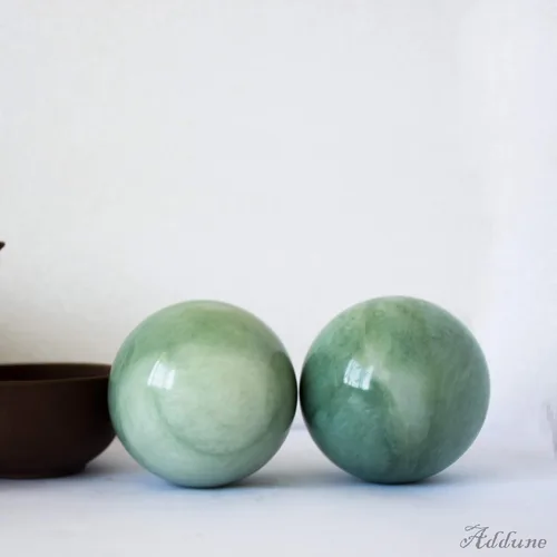 Vista 6 de Bolas de ejercicio de mano de mármol verde oscuro Baoding bolas de masaje de salud chinas aliviar el estrés relajarse dedos regalo para padres