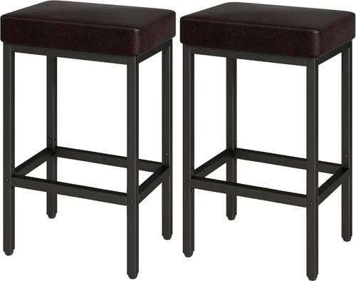 Vista 11 de YMYNY Juego de 2 taburetes de bar de 26 pulgadas de altura de mostrador, taburetes de bar negros para encimera de isla de cocina, taburetes