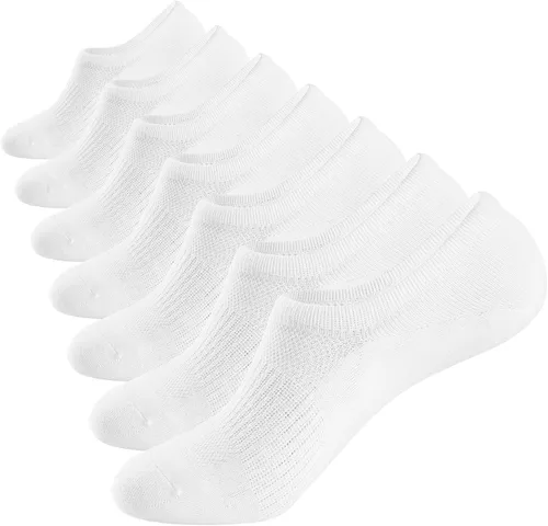 Vista 12 de WANDER No Show Socks Mens 7 Pair Thin Non Slip Invisible Cotton Durable Sox 7 gris oscuro.
