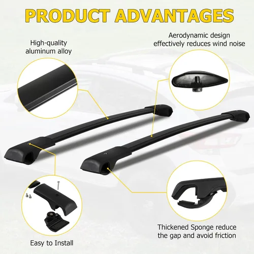 Vista 4 de AUXMART Barras transversales de techo para Subaru Ascent 2019-2026 con rieles laterales elevados, barras transversales de aluminio antirrobo