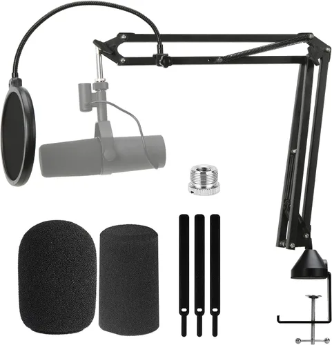 Vista 9 de Para HyperX Quadcast Boom Arm - Soporte de micrófono mejorado con cubierta de micrófono para reducir los ruidos del viento, brazo de micrófono